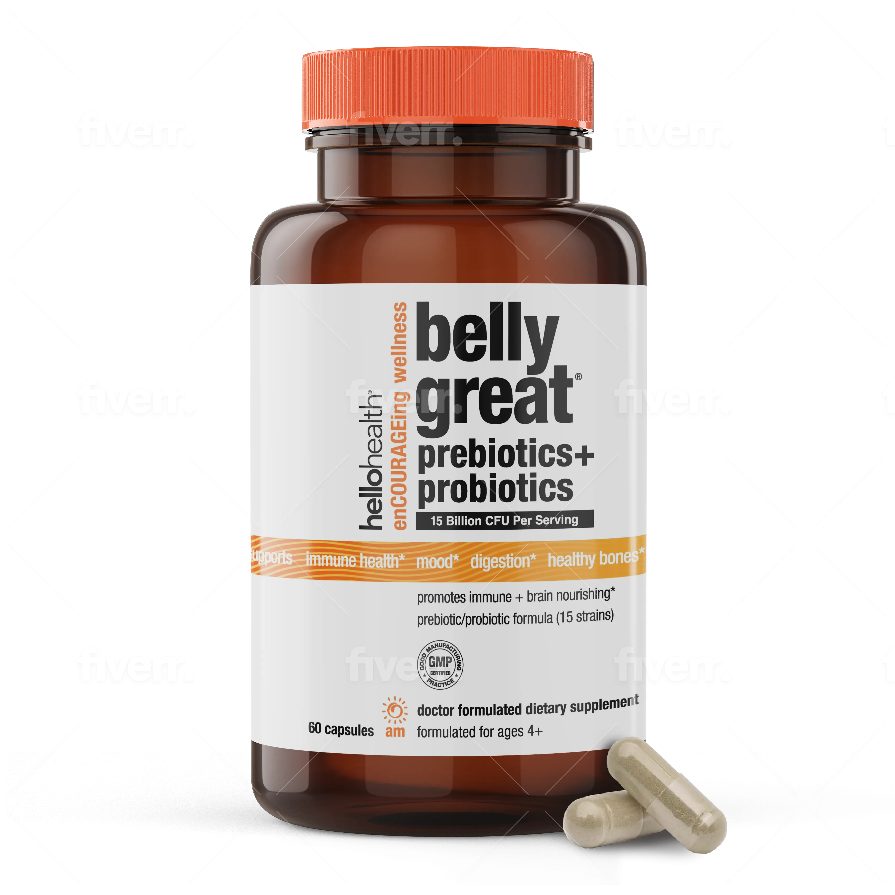 15-in-1 Pre-Probiotics + D3 + Methylfolate capsules - Belly Great