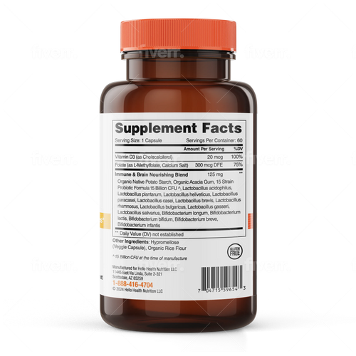 15-in-1 Pre-Probiotics + D3 + Methylfolate capsules - Belly Great