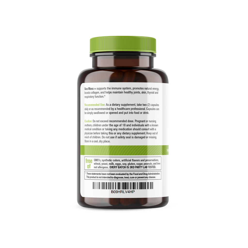 Organic Irish Sea Moss, Organic Bladderwrack, & Organic Burdock capsules