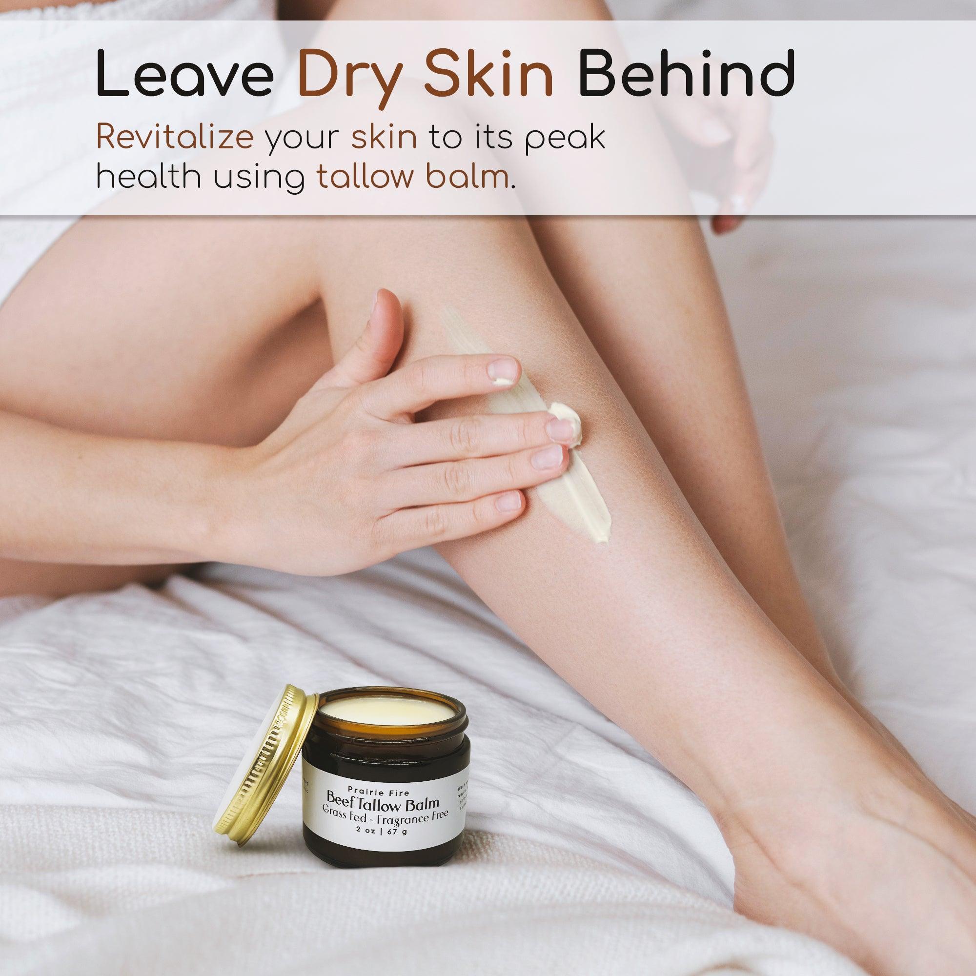 Grass Fed Beef Tallow Balm - 4 oz - Made in USA - Organic Grass Fed and Finished Tallow - Moisturizing Skin Care