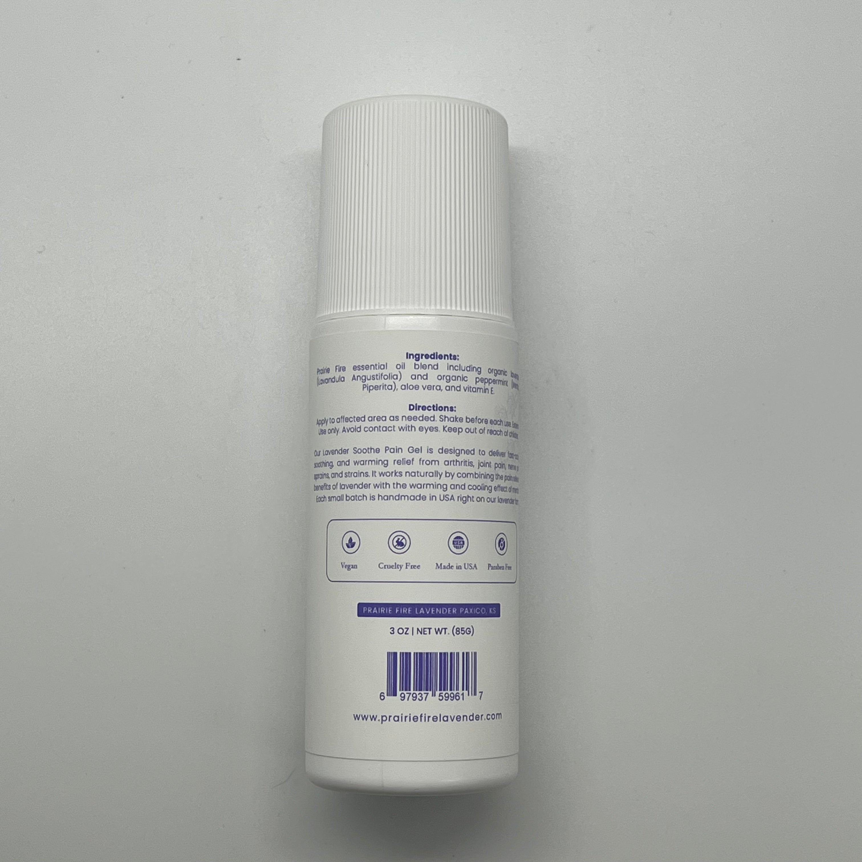 Lavender & Menthol Soothe Pain Gel Roll-on - 3 oz. (Prairie Fire Lavender Farm Richter's)
